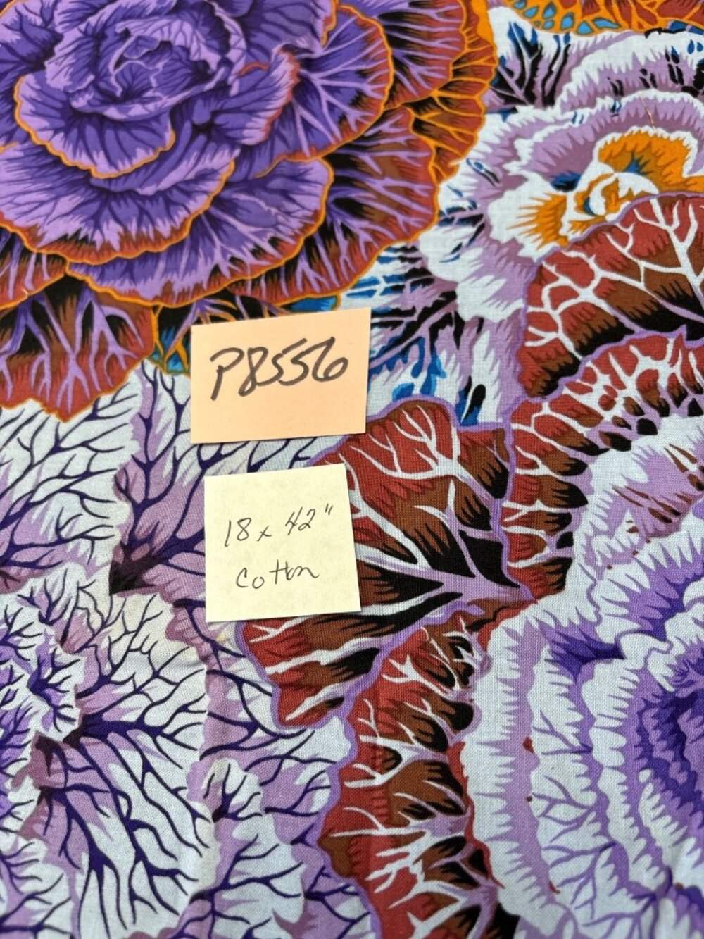 Kaffe Fassett Brassica Rowan Quilting Cotton Fabric 18x42" Purple Orange Floral - Picture 14 of 14